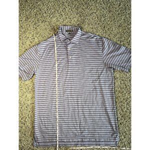 PETER MILLAR Size L SUMMER COMFORT Pink  Striped Mens Polo Shirt